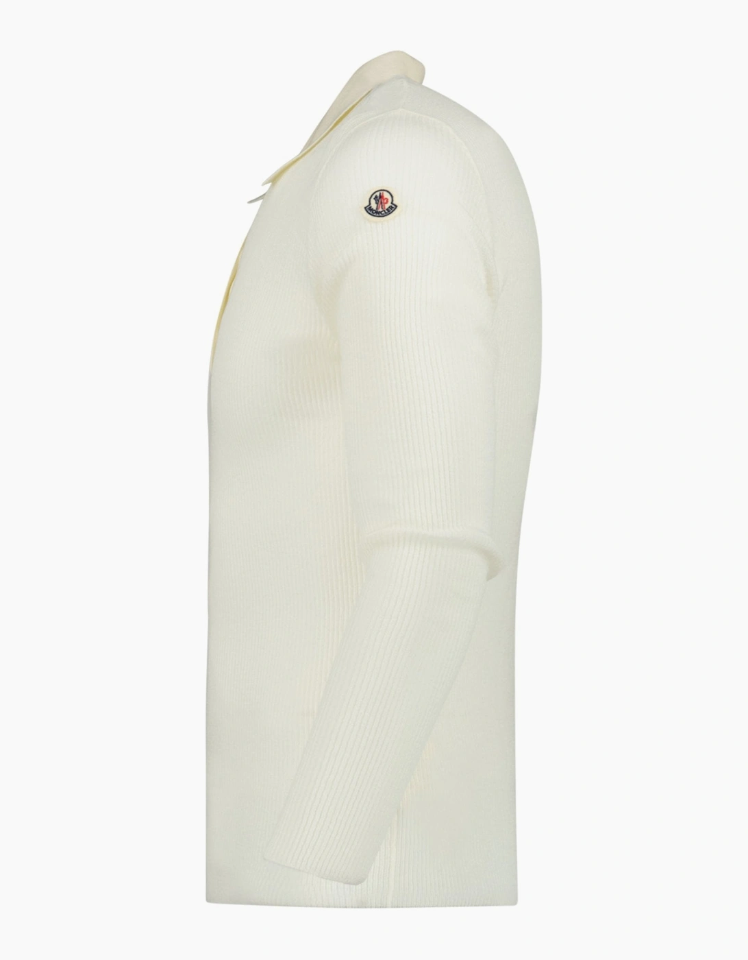 Moncler Long Sleeve Logo Polo Shirt in White
