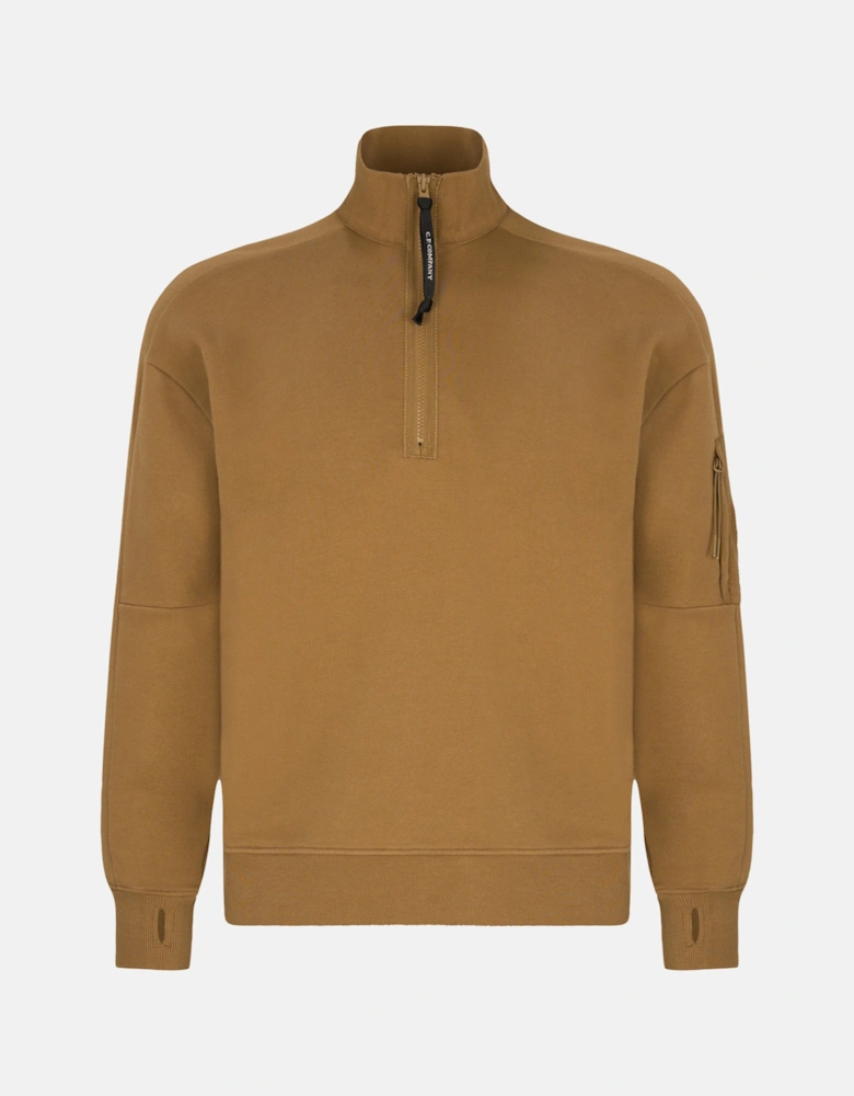 Diagonal Raised 1/4 Zip Sweatshirt Brown/Beige