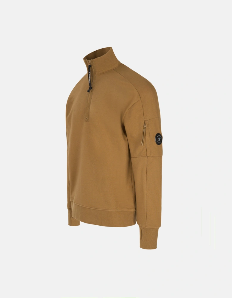 Diagonal Raised 1/4 Zip Sweatshirt Brown/Beige