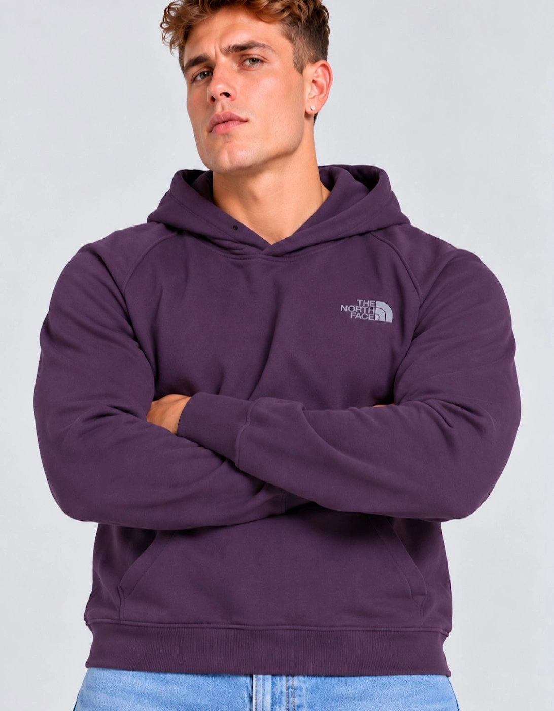 The North Face Mens Raglan Box Graphic NSE Pullover Hoodie in Purple