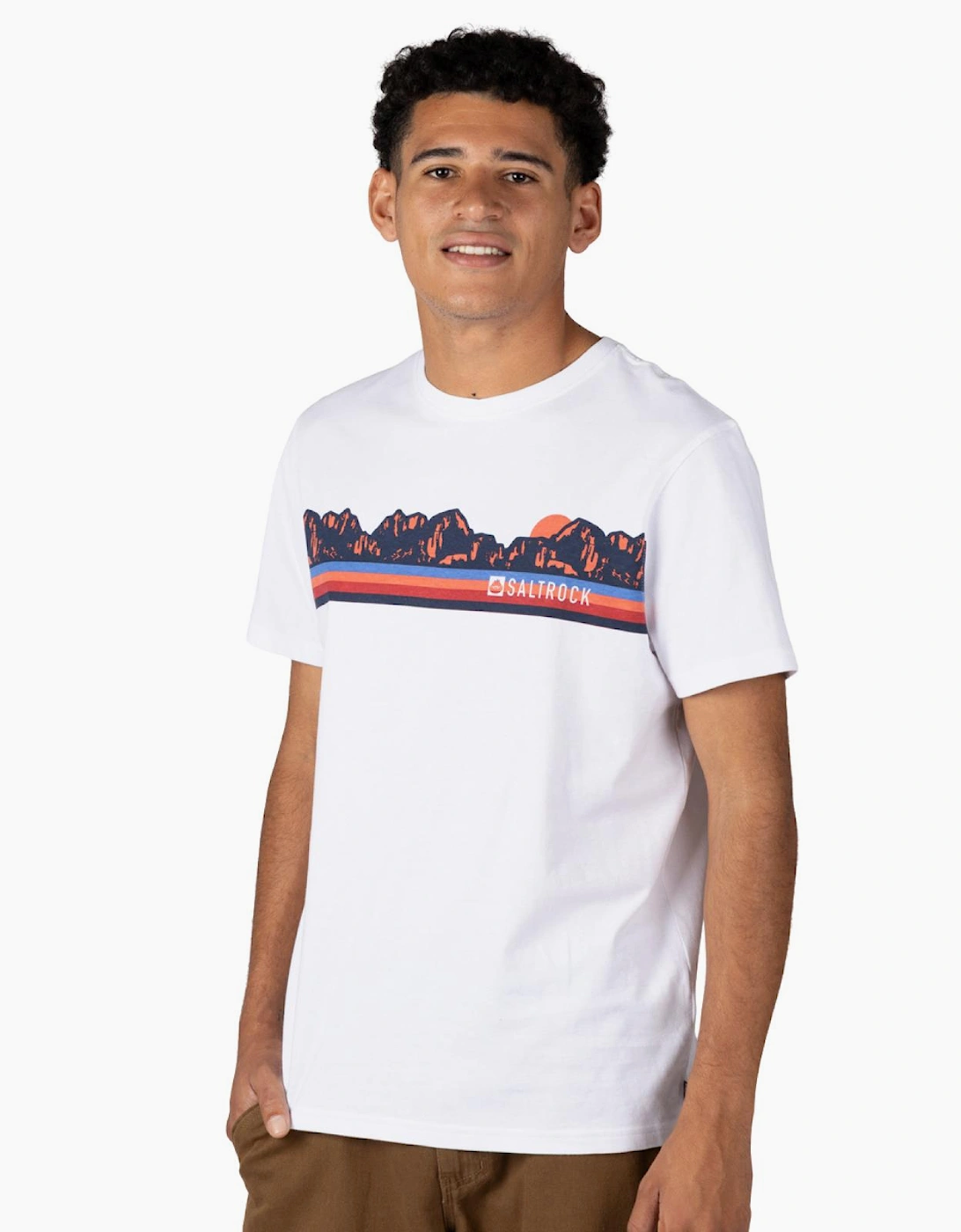 Men's Saltrock Mens Mountain Retro Stripe Short Sleeve T-Shirt - White - Size: 38