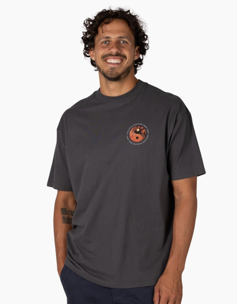 Saltrock Mens Yin Yang Wave Oversized Short Sleeve T-Shirt