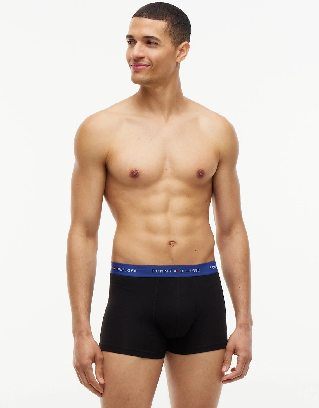 Tommy Hilfiger 3-Pack Logo Waistband Mens Trunks - Opulent Blue/Burgundy/Ancient Blue