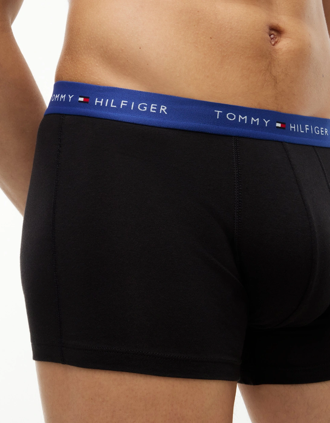 Tommy Hilfiger 3-Pack Logo Waistband Mens Trunks - Opulent Blue/Burgundy/Ancient Blue