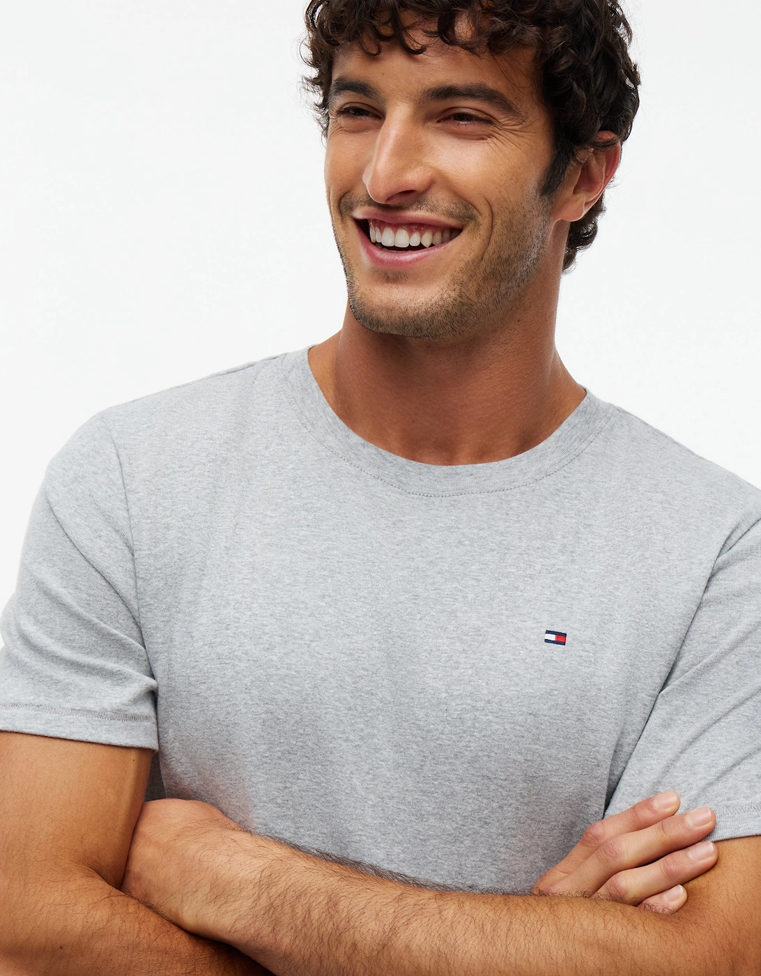 Tommy Hilfiger Short Jersey Print Mens Pyjama Set - White/Linear Flag Grid