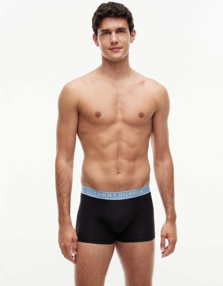 Tommy Hilfiger 3 Pack Waistband Logo Mens Trunks - Navy Blue/Opulent Blue/Brisk Blue