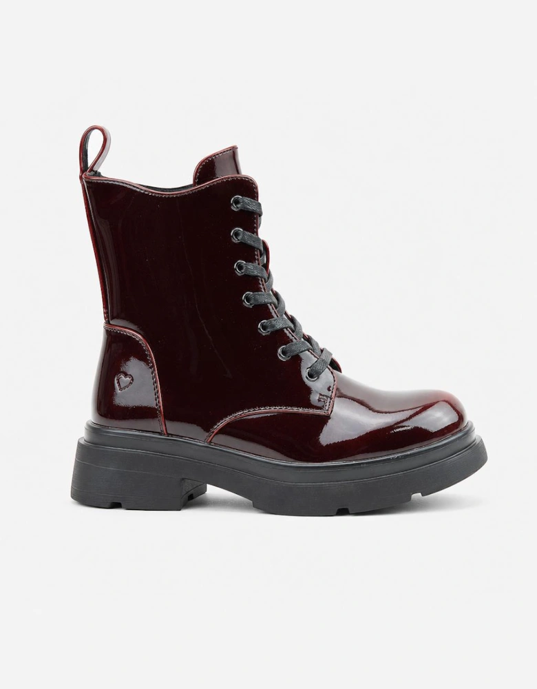 Heavenly Feet KRISSY2 Womens Ankle Boots Black/Burgundy Patent