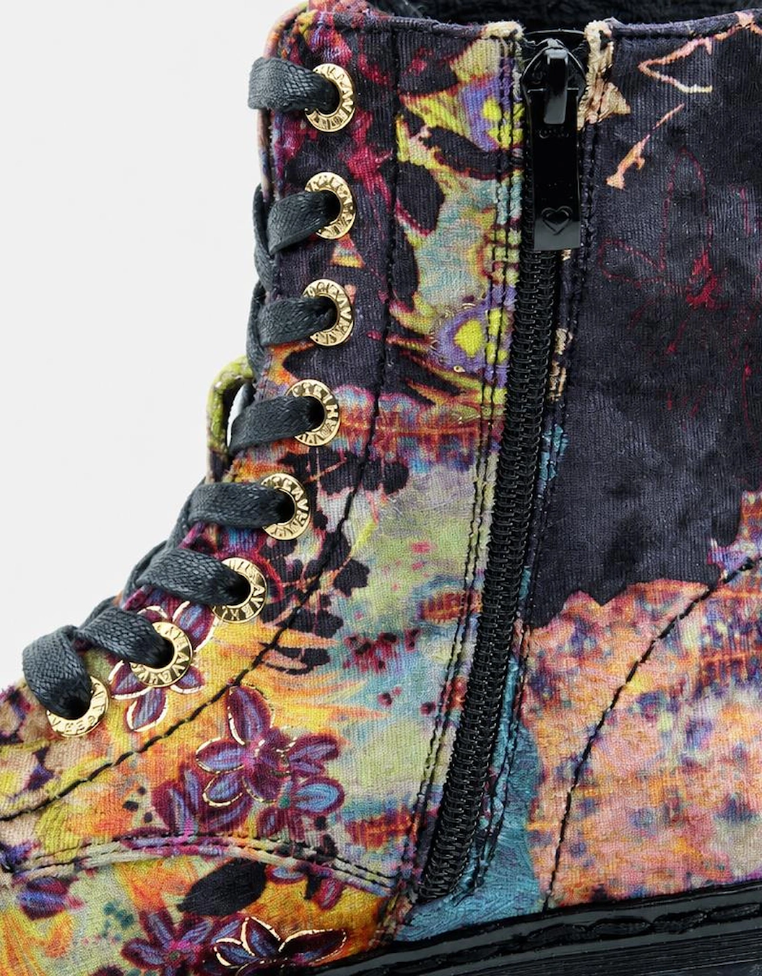 Heavenly Feet LOTTE Womens Ankle Boots Black Velour Multi