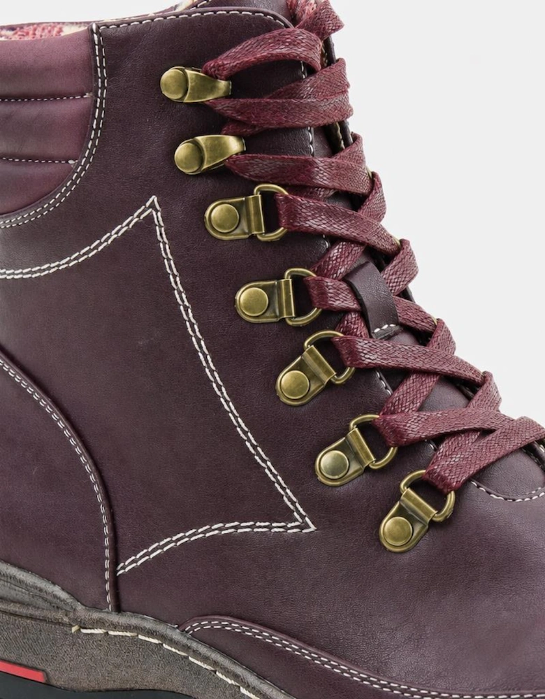 Heavenly Feet MELISSA Womens Ankle Boots Burgundy