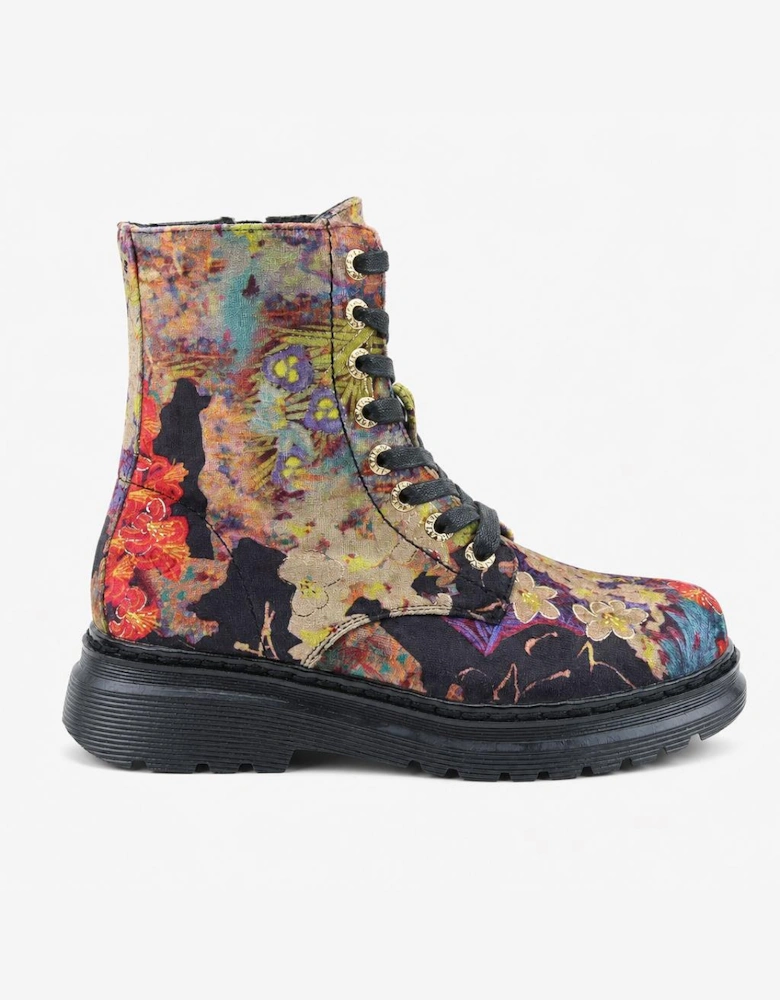 Heavenly Feet LOTTE Womens Ankle Boots Black Velour Multi