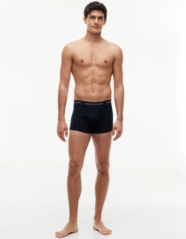 Tommy Hilfiger 3-Pack Logo Waistband Mens Trunks - Autumn Orange/Navy Blue/Blue Spell