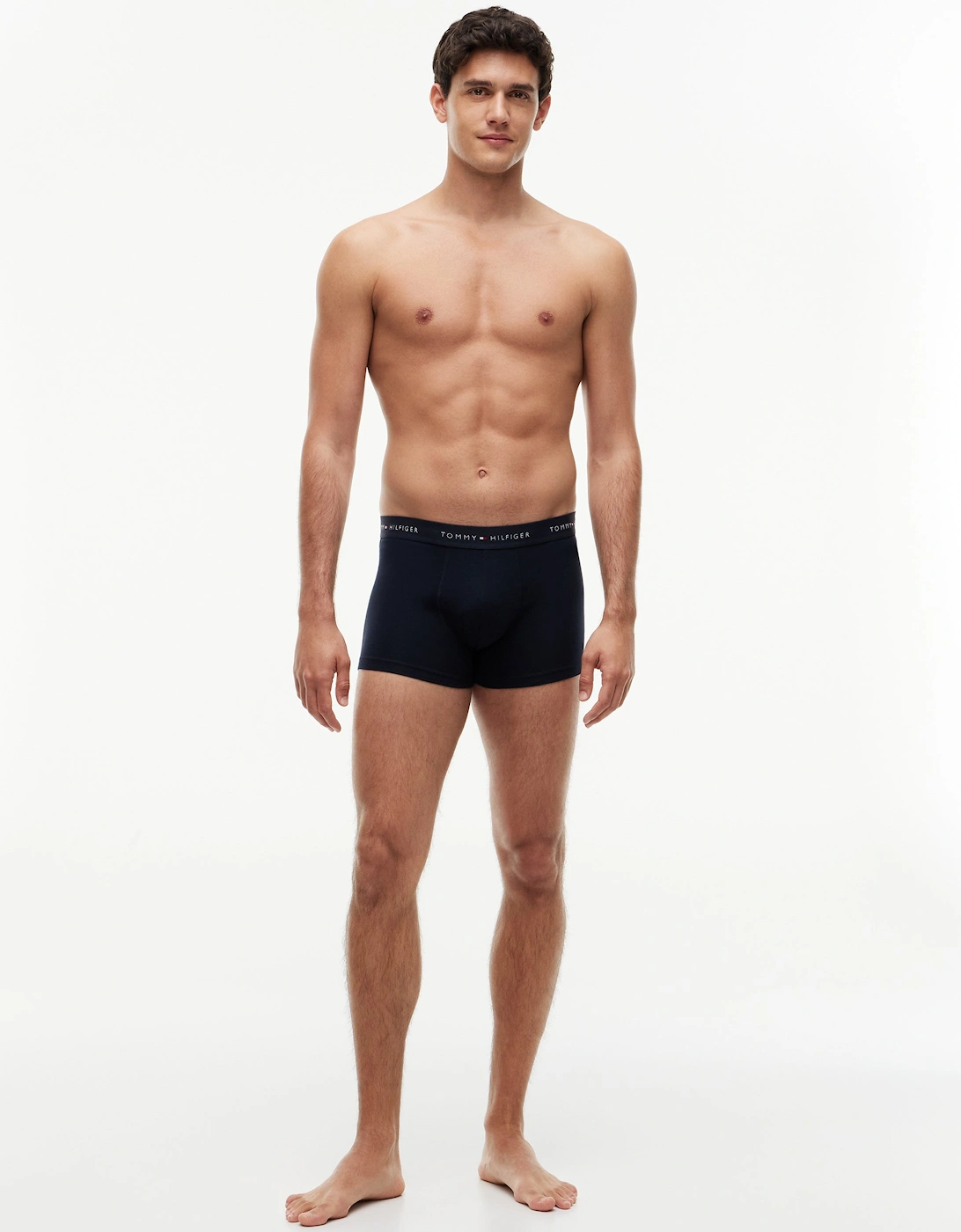 Tommy Hilfiger 3-Pack Logo Waistband Mens Trunks - Autumn Orange/Navy Blue/Blue Spell