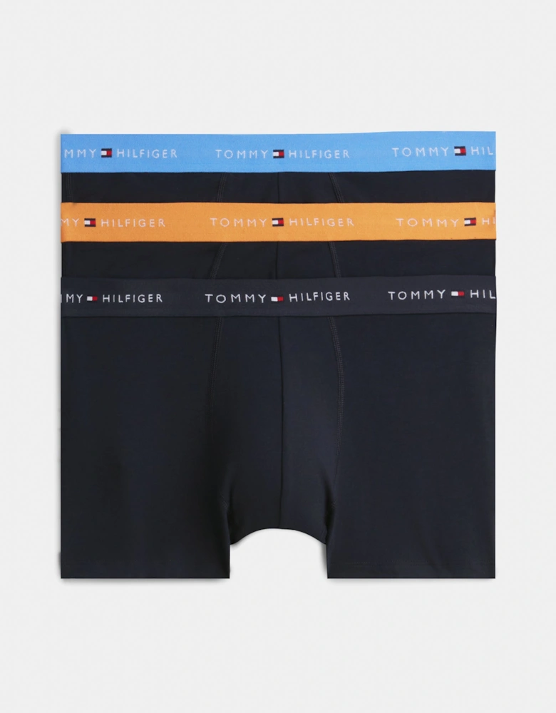 Tommy Hilfiger 3-Pack Logo Waistband Mens Trunks - Autumn Orange/Navy Blue/Blue Spell