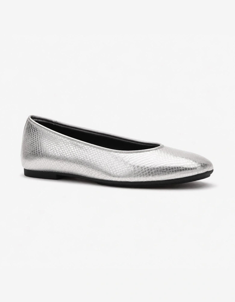 FitFlop DELICATO SNAKE METALLIC Womens Ballerina Shoes Silver