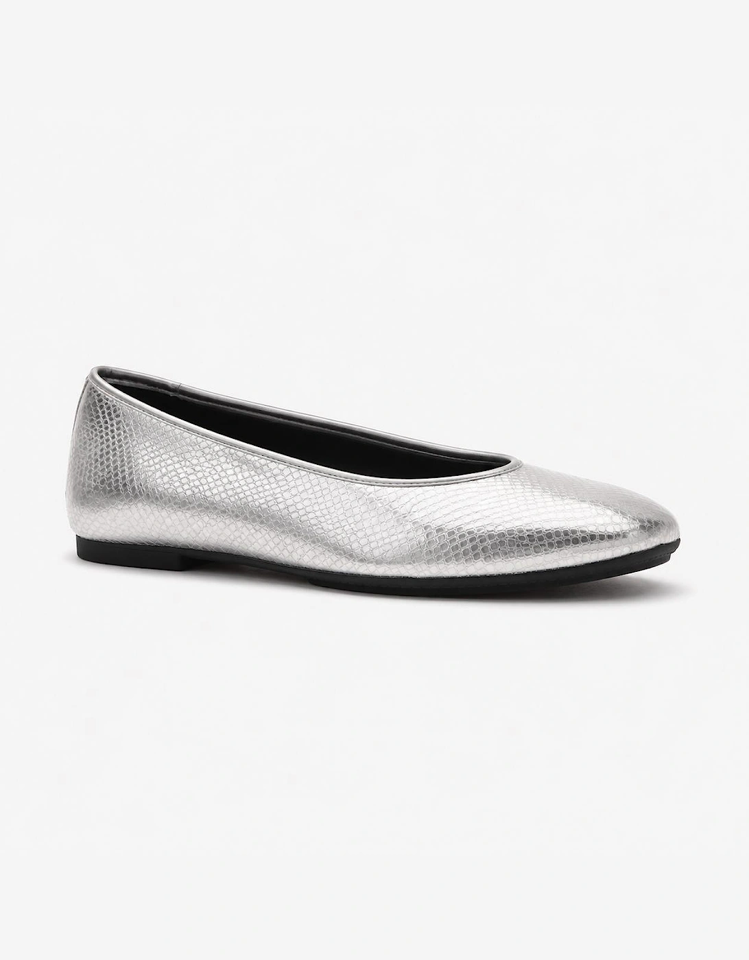 FitFlop DELICATO SNAKE METALLIC Womens Ballerina Shoes Silver