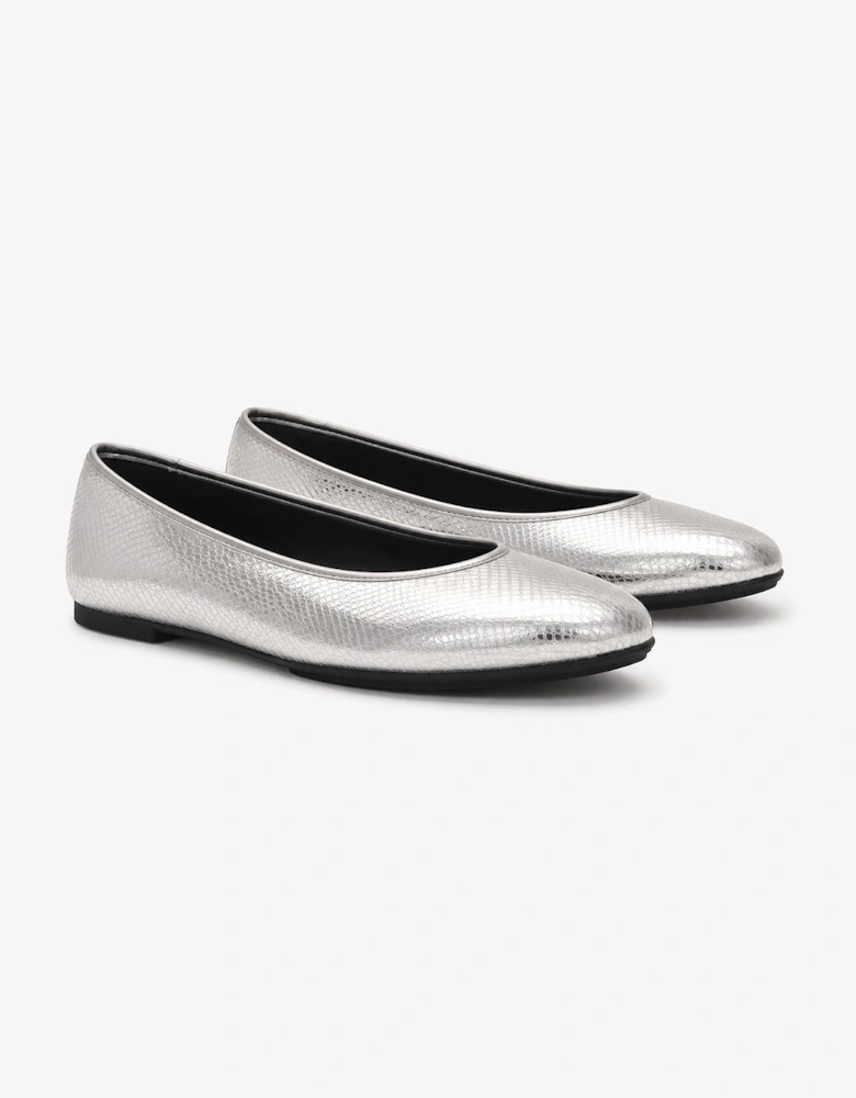 FitFlop DELICATO SNAKE METALLIC Womens Ballerina Shoes Silver
