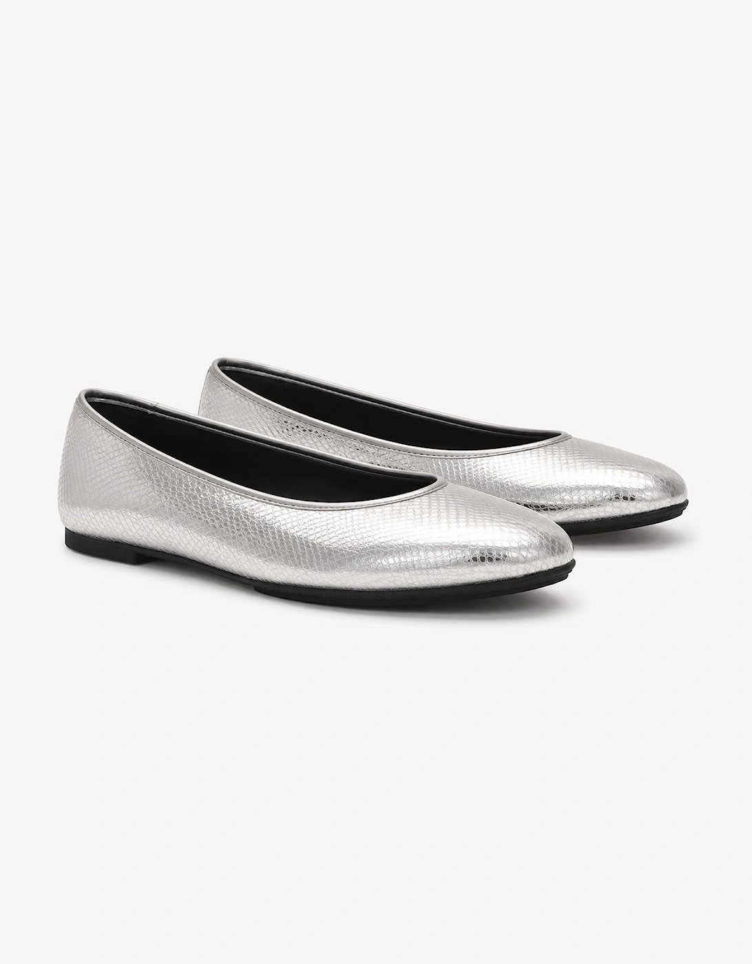 FitFlop DELICATO SNAKE METALLIC Womens Ballerina Shoes Silver
