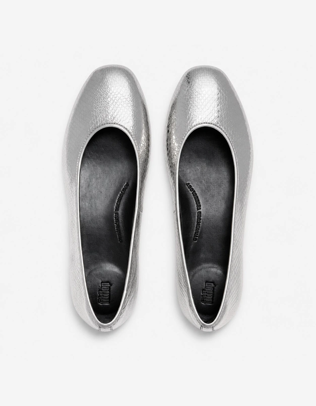 FitFlop DELICATO SNAKE METALLIC Womens Ballerina Shoes Silver