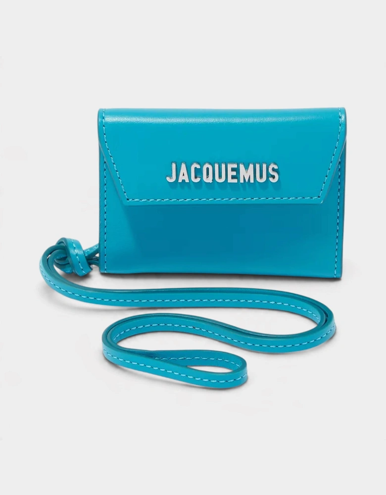 Logo Le Porte Leather Lanyard Wallet Turquoise