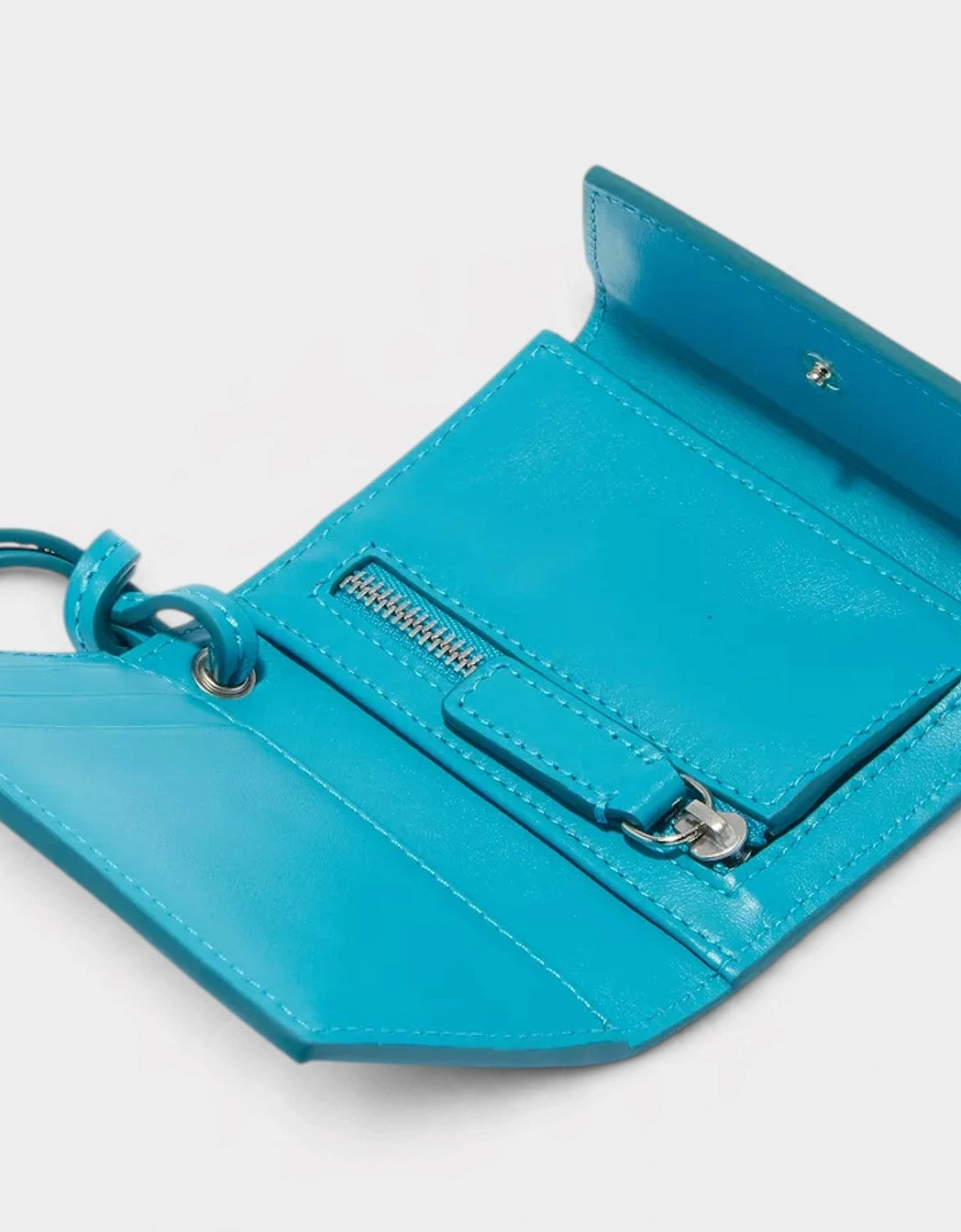 Logo Le Porte Leather Lanyard Wallet Turquoise
