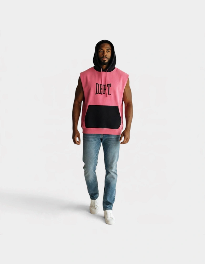 Logo Gym Cut Off Hoodie Flo Pink Black