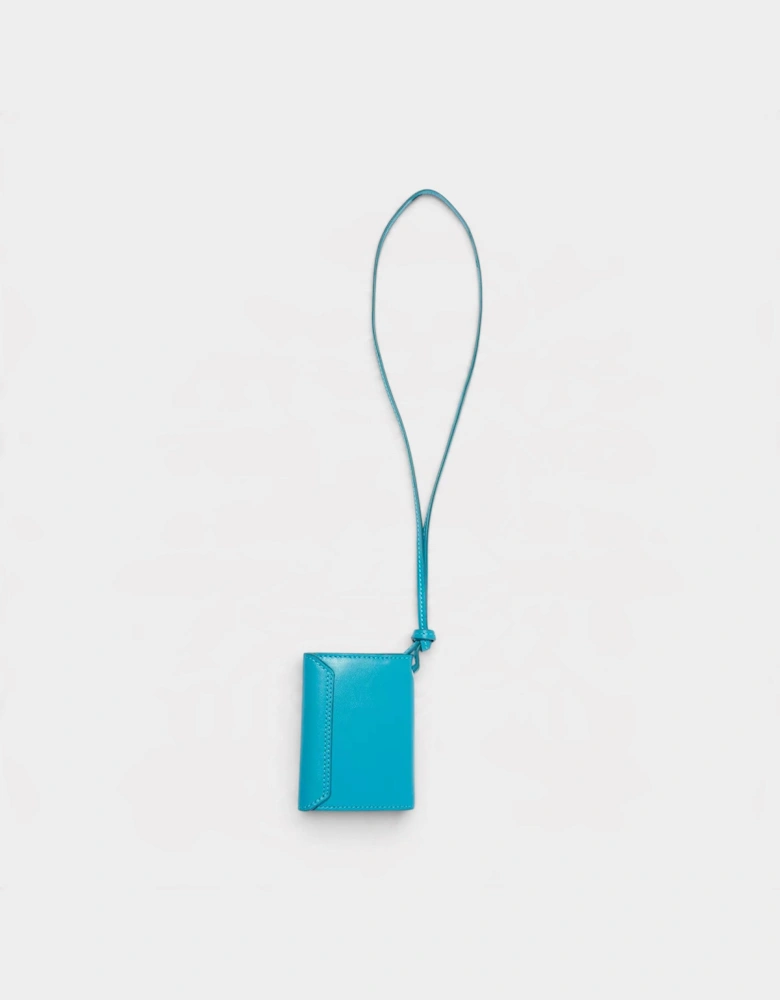 Logo Le Porte Leather Lanyard Wallet Turquoise
