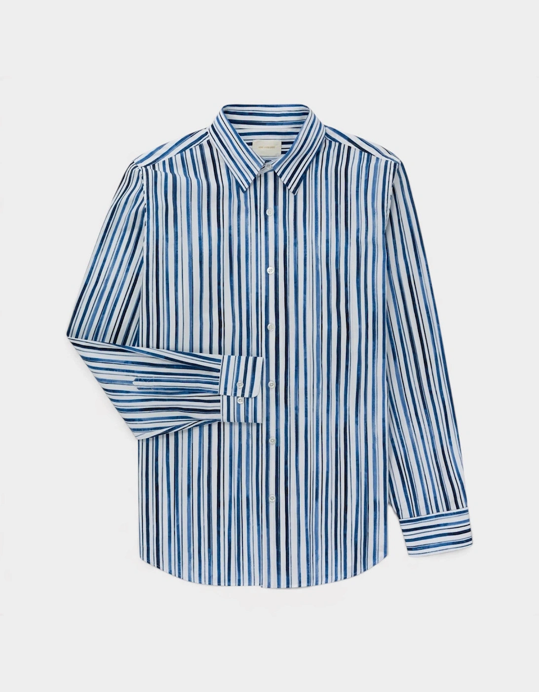 Watercolour Painted Stripe Shirt Blue White
