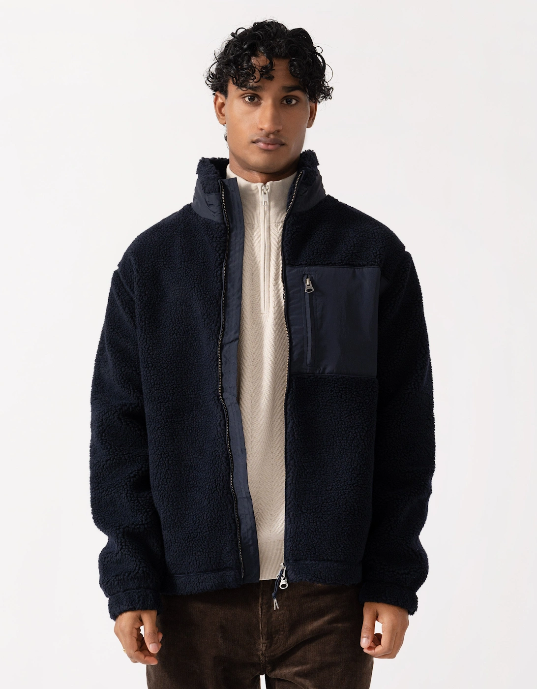 GANT Mens Patch Pocket Fleece Jacket - 433 Evening Blue