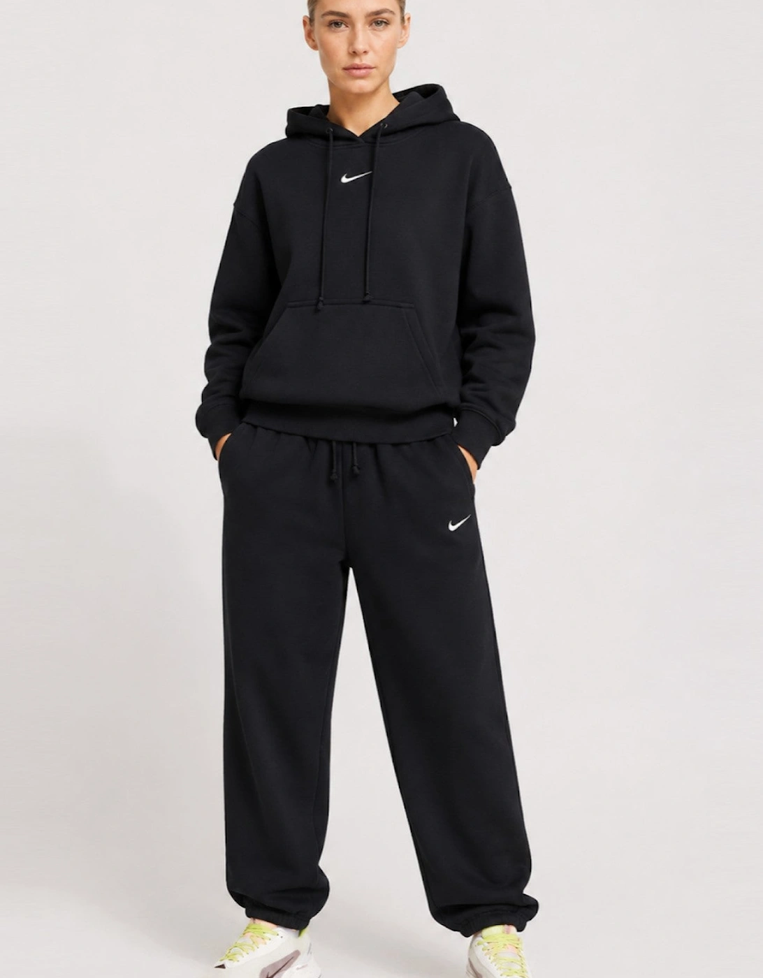 Nike Womens Oversized Phoenix Pullover Hooded Tracksuit in Black