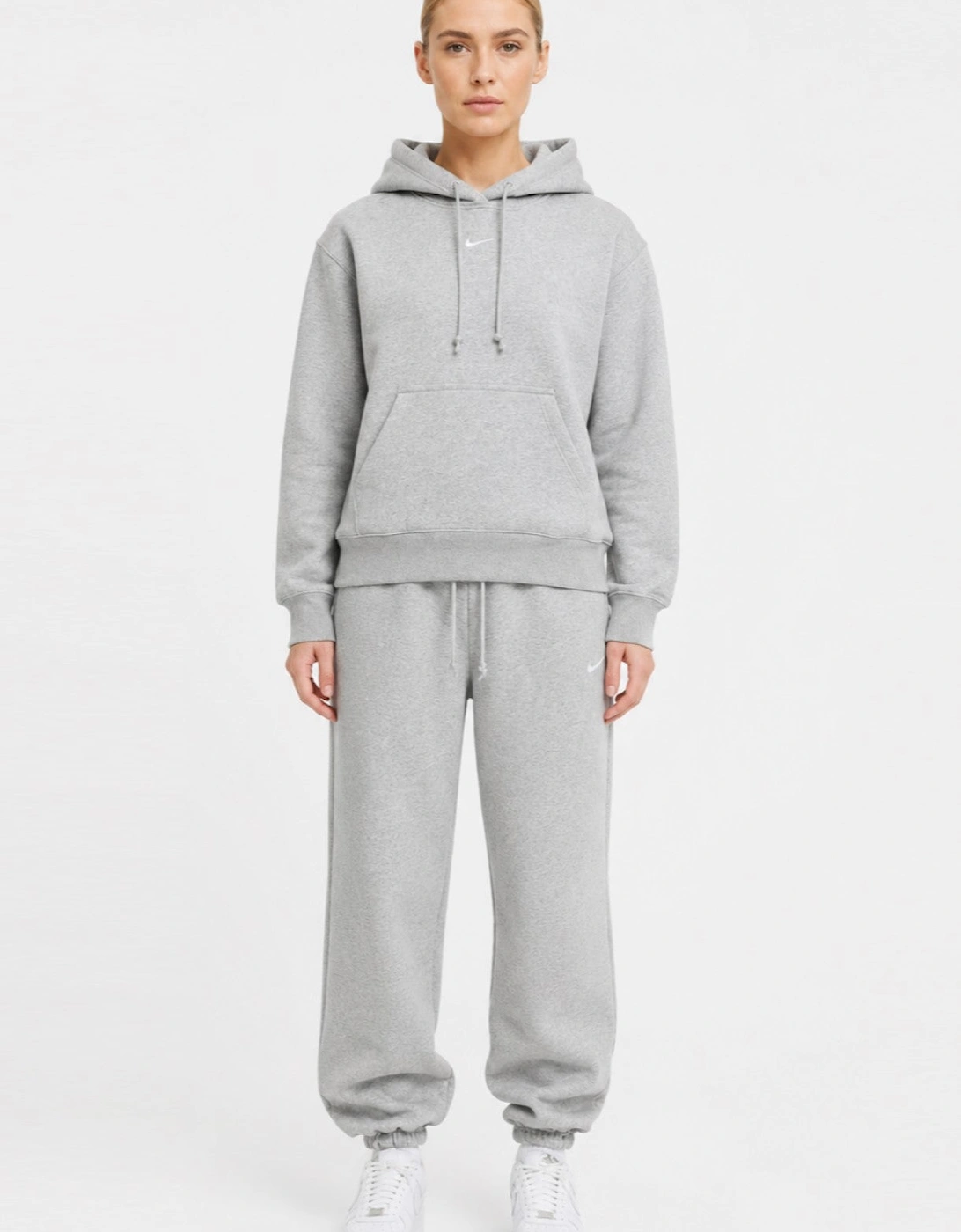 Nike Womens Oversized Phoenix Pullover Hooded Tracksuit in Grey