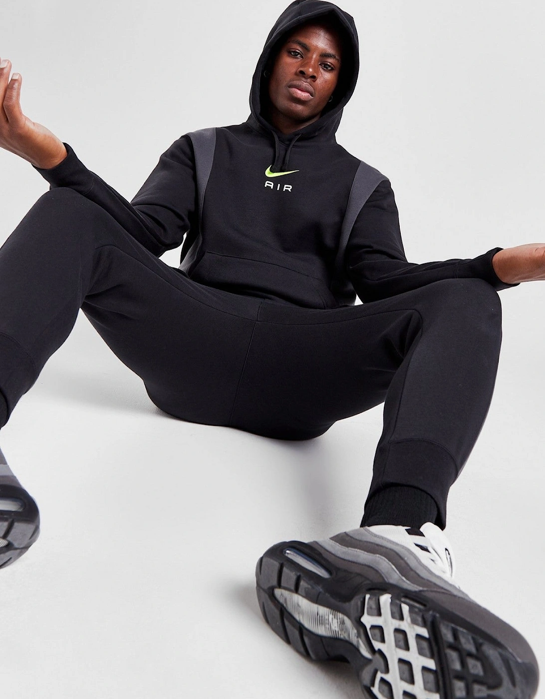 Nike Air Mens Panel Overhead Full Tracksuit Set in Black