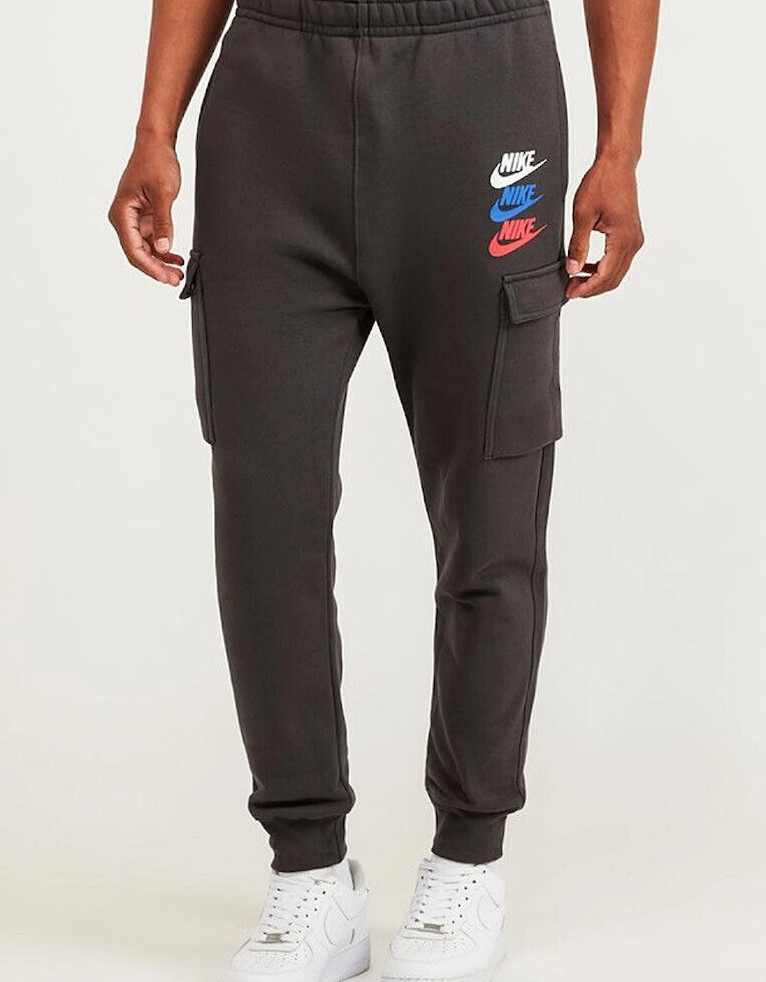Nike Mens Standard Issue Fleece Crewneck Full Tracksuit Set in Dark Smoke Grey