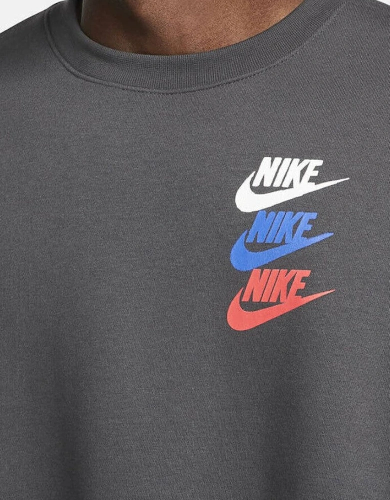 Nike Mens Standard Issue Fleece Crewneck Full Tracksuit Set in Dark Smoke Grey
