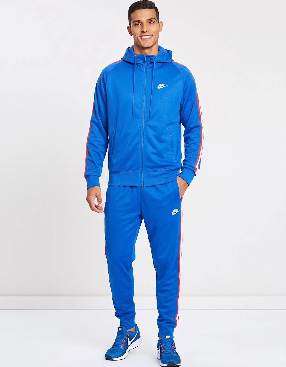 Nike Mens Tribute Poly Full Tracksuit Set in Blue