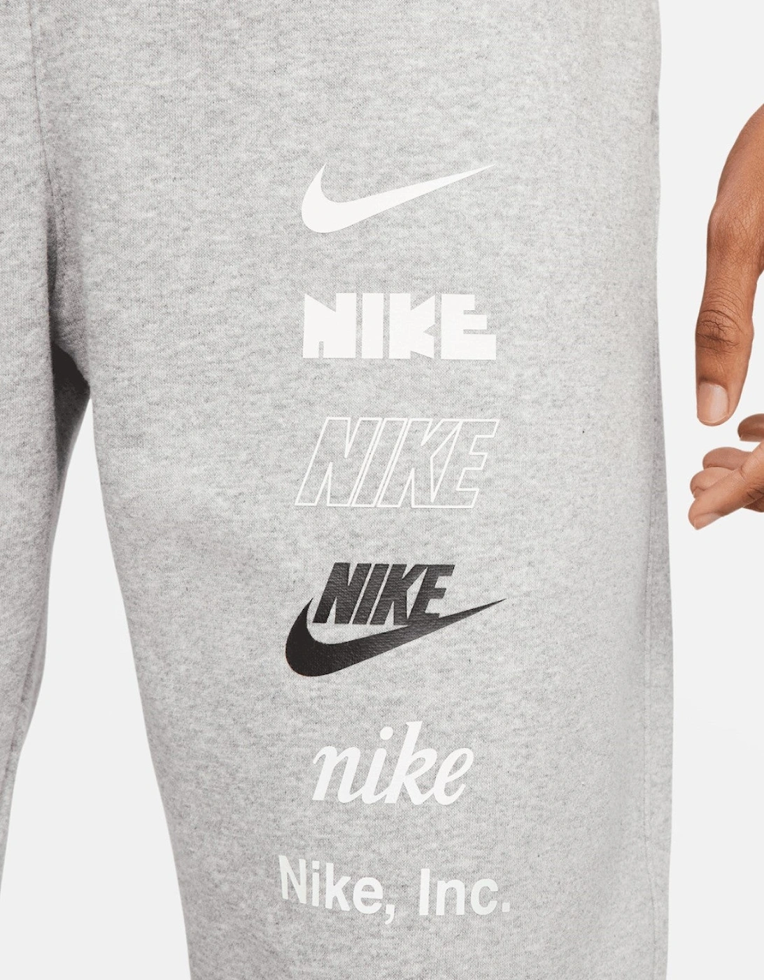 Nike Mens ClubFleece Plus Small Logo Crewneck Full Tracksuit Set in Grey