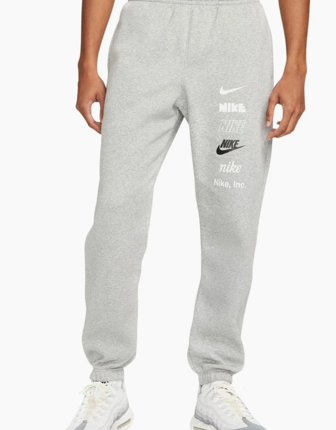 Nike Mens ClubFleece Plus Small Logo Crewneck Full Tracksuit Set in Grey