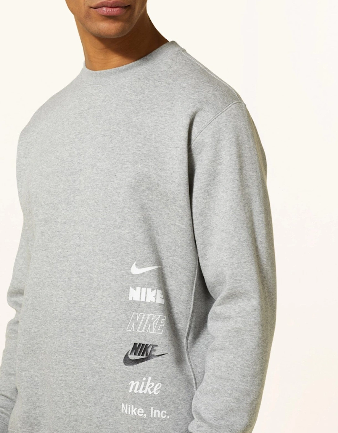 Nike Mens ClubFleece Plus Small Logo Crewneck Full Tracksuit Set in Grey