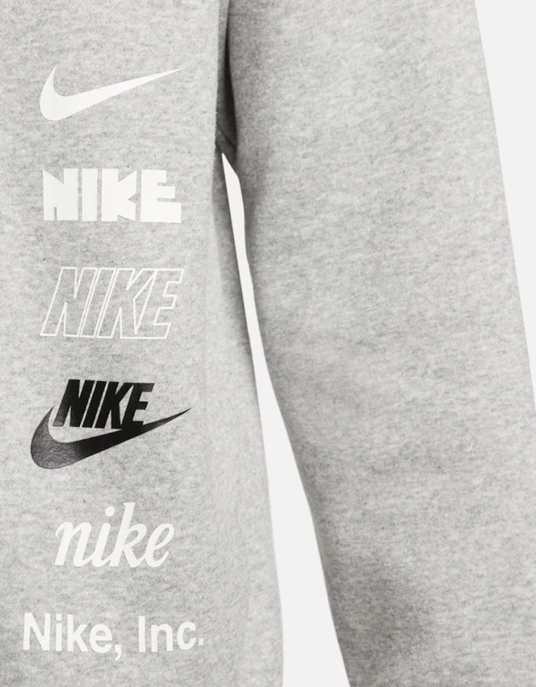 Nike Mens ClubFleece Plus Small Logo Crewneck Full Tracksuit Set in Grey