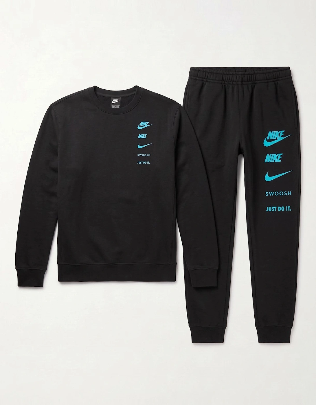 Nike Mens ClubFleece Standard Issue Crewneck Full Tracksuit Set in Black