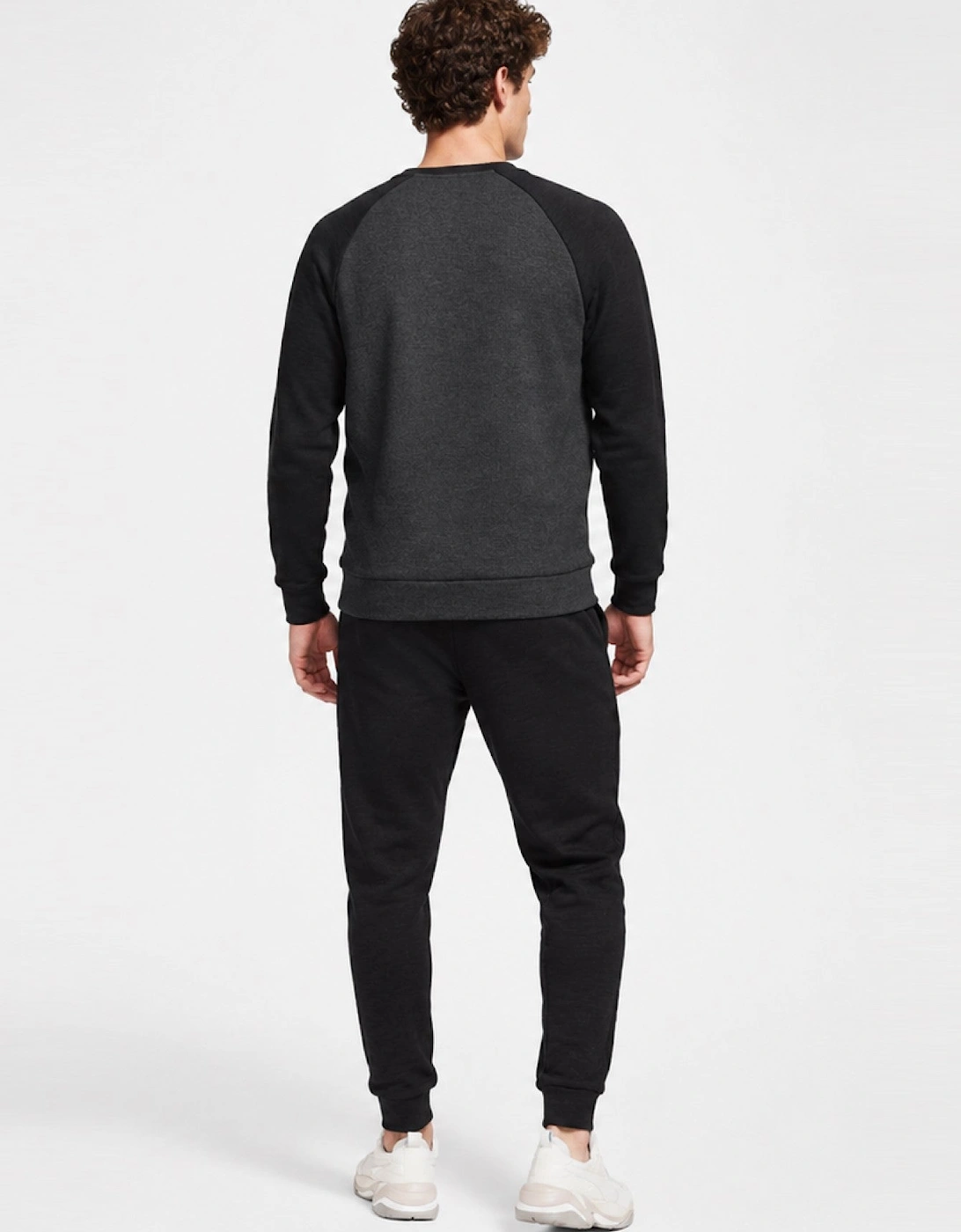 Nike Mens Sportswear Optic Fleece Crewneck Full Tracksuit Set in Black