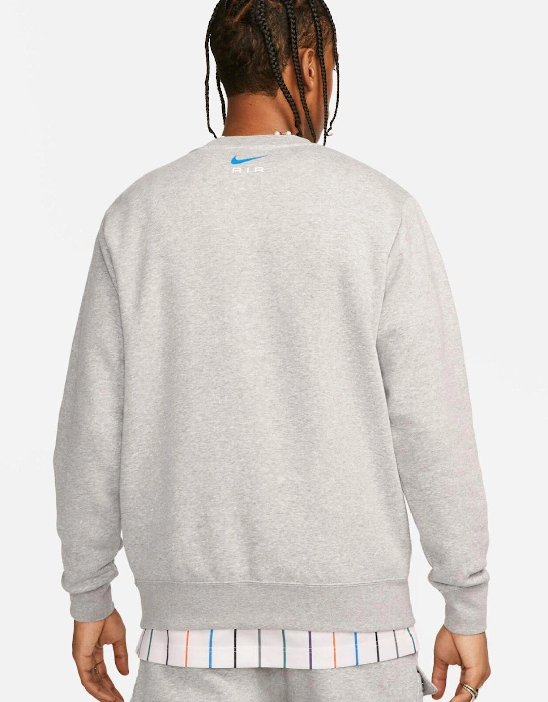 Nike Mens Sportswear Air Fleece BB Crewneck Full Tracksuit Set in Grey