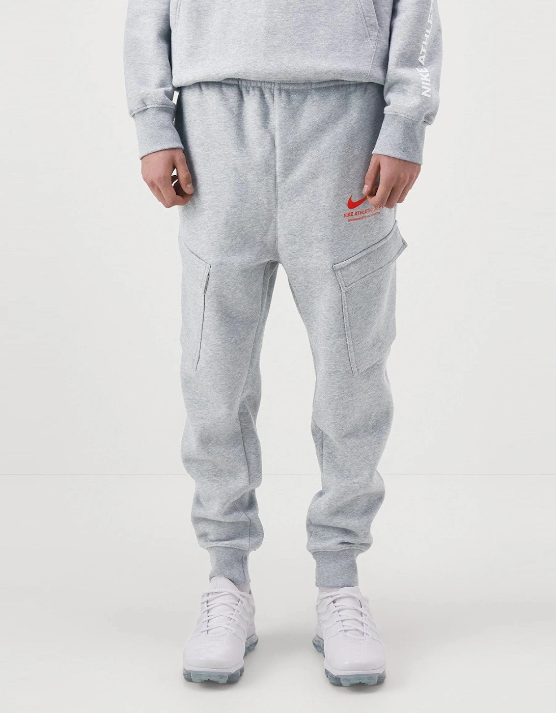 Nike Mens Athletic Fleece Cargo Full Tracksuit Set in Grey