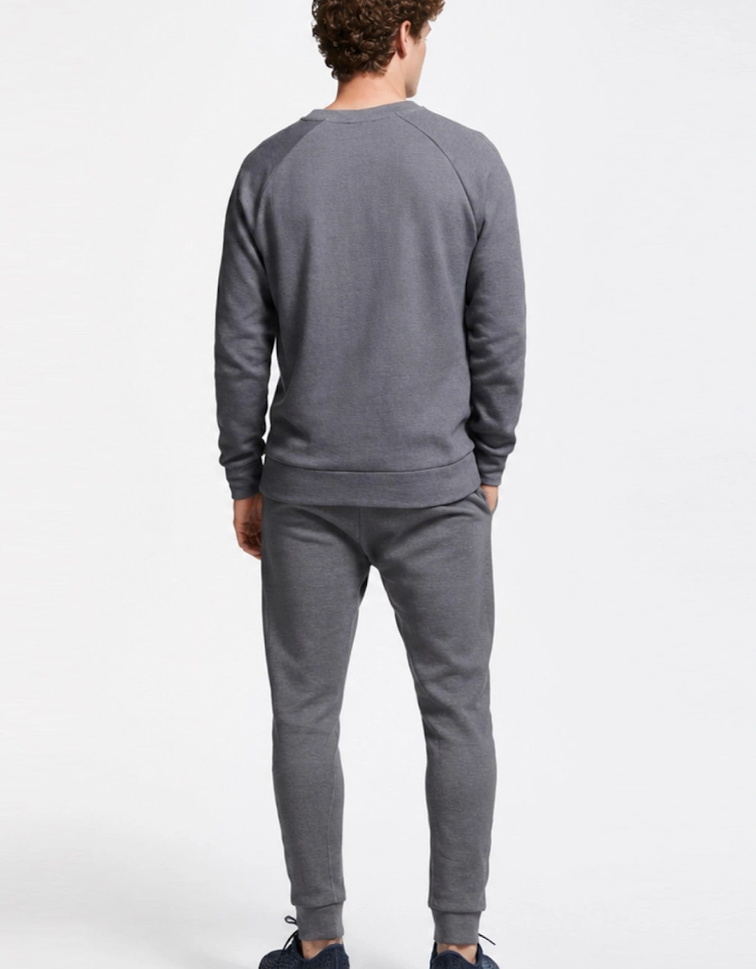 Nike Mens Sportswear Optic Fleece Crewneck Full Tracksuit Set in Grey