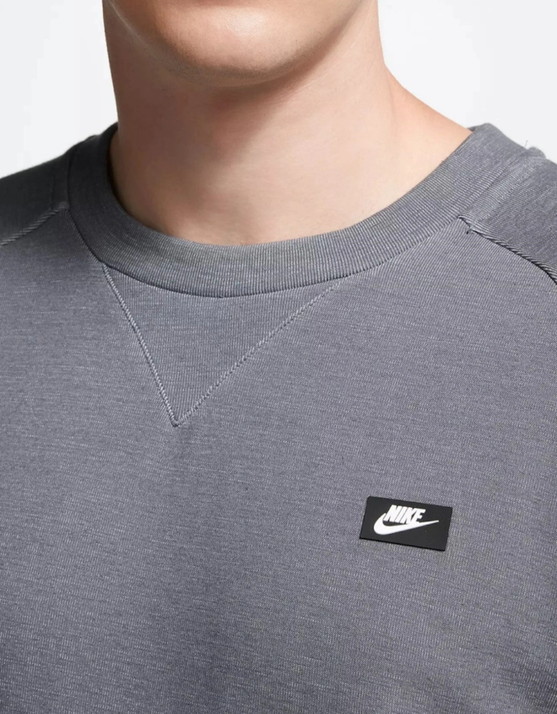 Nike Mens Sportswear Optic Fleece Crewneck Full Tracksuit Set in Grey