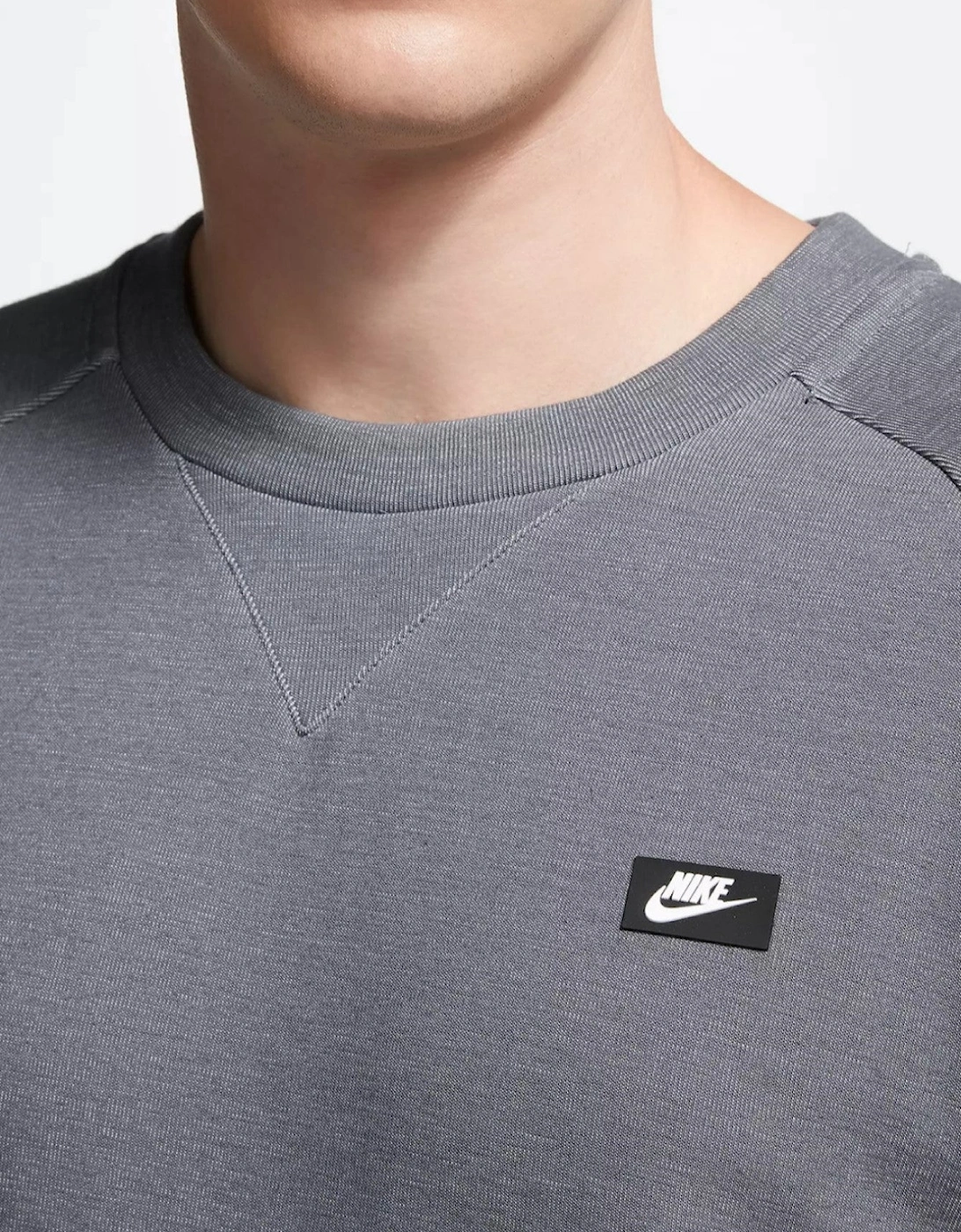 Nike Mens Sportswear Optic Fleece Crewneck Full Tracksuit Set in Grey