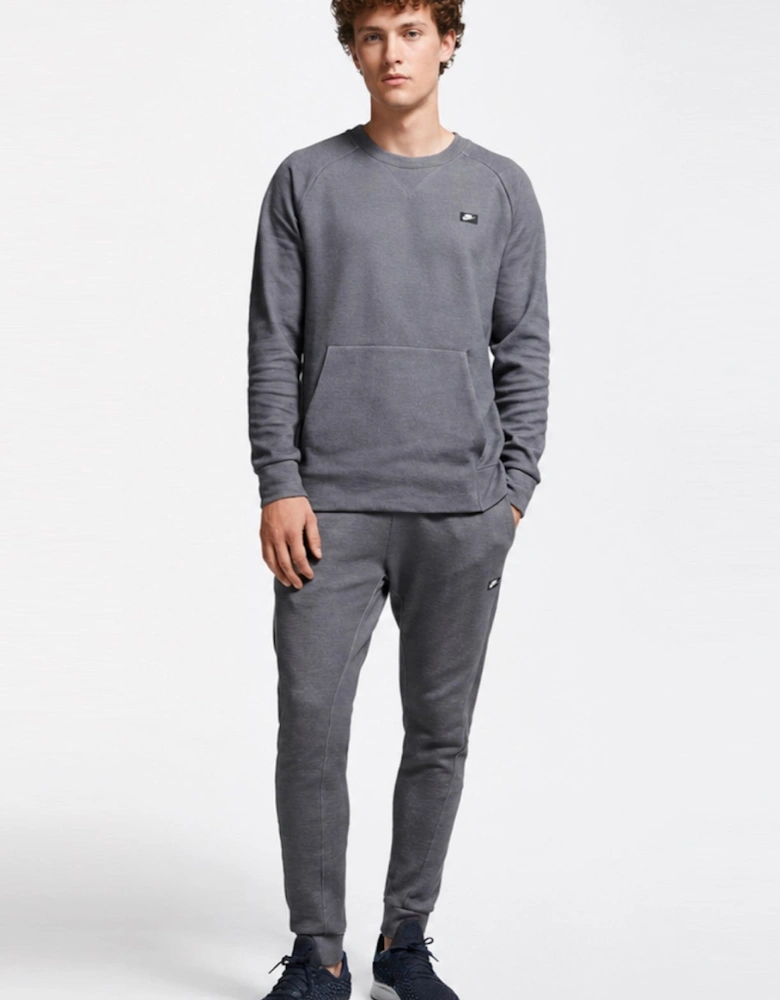 Nike Mens Sportswear Optic Fleece Crewneck Full Tracksuit Set in Grey