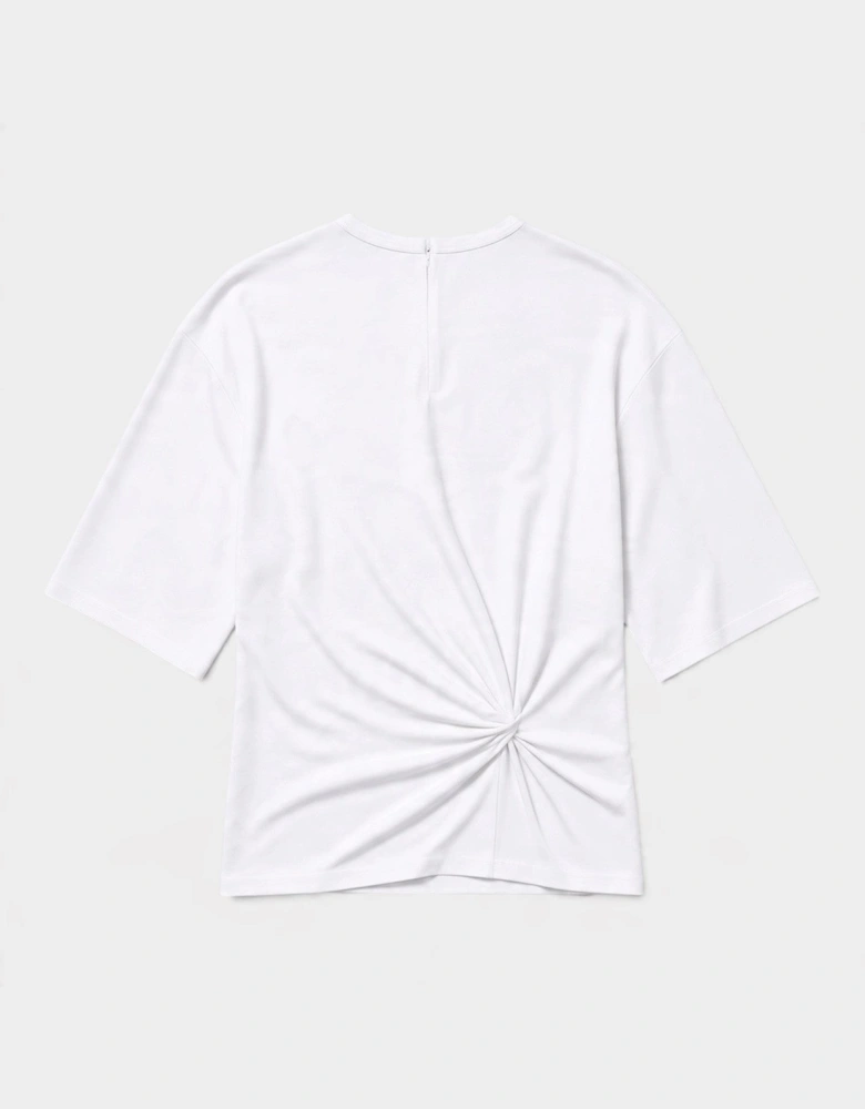 Dry Jersey Side Cowl Waist T-Shirt White