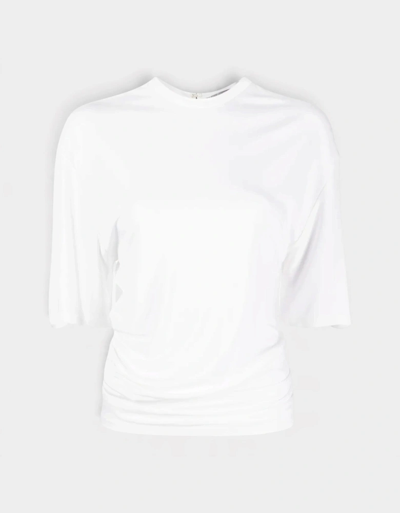 Dry Jersey Side Cowl Waist T-Shirt White