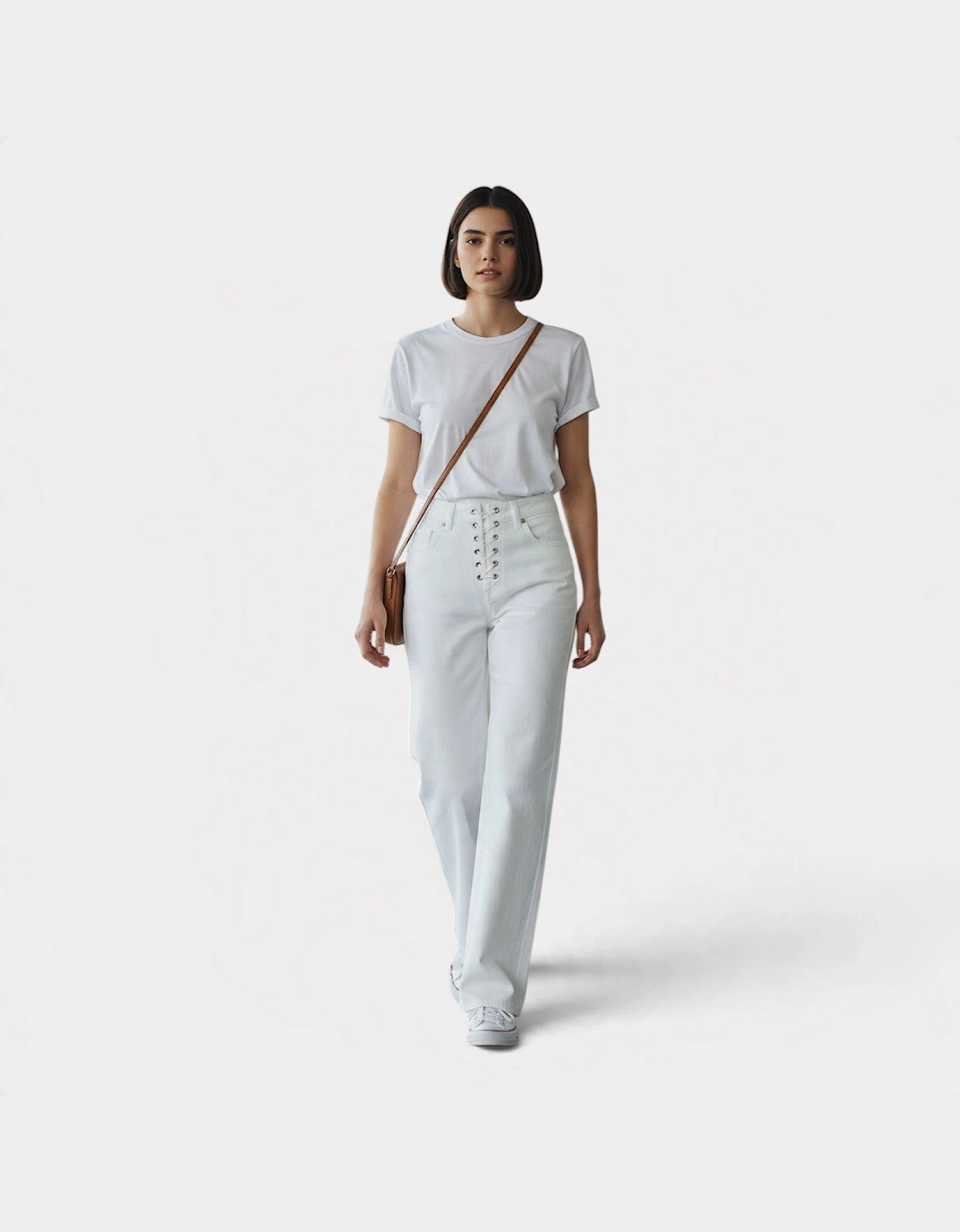 Leenah Lace Up Fly Jean Tonal Ecru