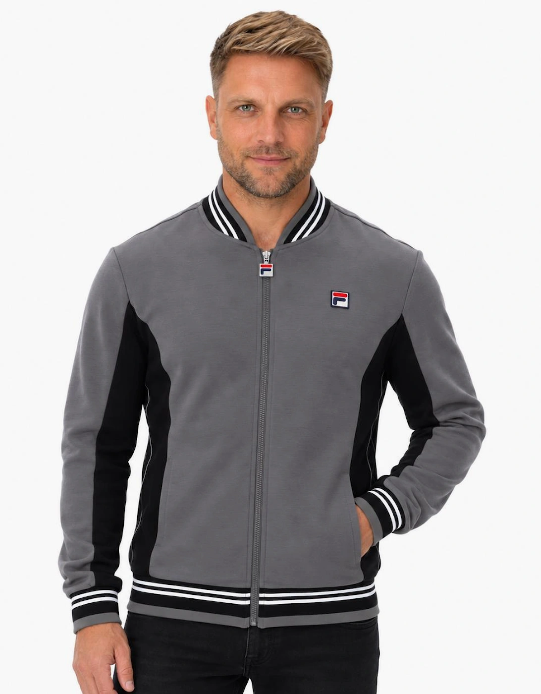 Fila Settanta Baseball Track Top Jacket Gunmetal/Black/White